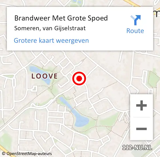 Locatie op kaart van de 112 melding: Brandweer Met Grote Spoed Naar Someren, van Gijselstraat op 4 december 2024 08:33