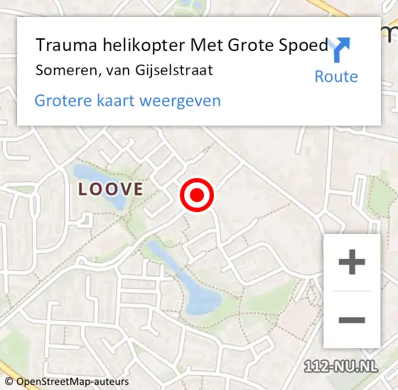 Locatie op kaart van de 112 melding: Trauma helikopter Met Grote Spoed Naar Someren, van Gijselstraat op 4 december 2024 08:34