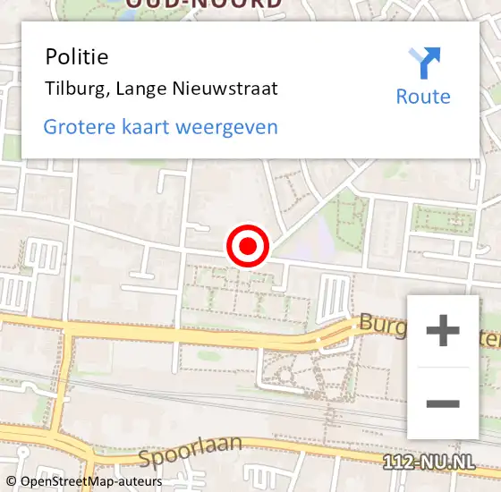 Locatie op kaart van de 112 melding: Politie Tilburg, Lange Nieuwstraat op 4 december 2024 08:37