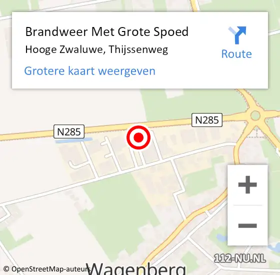 Locatie op kaart van de 112 melding: Brandweer Met Grote Spoed Naar Hooge Zwaluwe, Thijssenweg op 4 december 2024 08:45