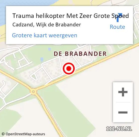 Locatie op kaart van de 112 melding: Trauma helikopter Met Zeer Grote Spoed Naar Cadzand, Wijk de Brabander op 4 december 2024 08:56