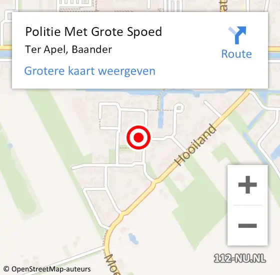 Locatie op kaart van de 112 melding: Politie Met Grote Spoed Naar Ter Apel, Baander op 4 december 2024 09:01