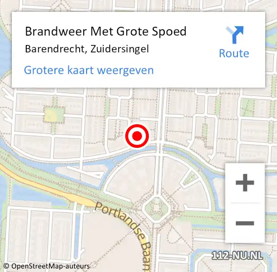 Locatie op kaart van de 112 melding: Brandweer Met Grote Spoed Naar Barendrecht, Zuidersingel op 4 december 2024 09:14