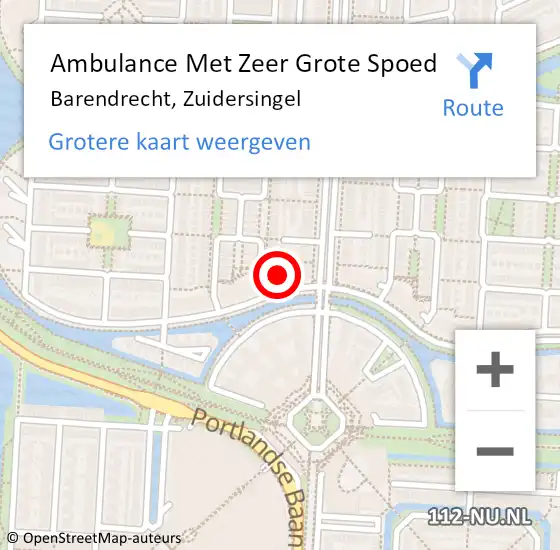 Locatie op kaart van de 112 melding: Ambulance Met Zeer Grote Spoed Naar Barendrecht, Zuidersingel op 4 december 2024 09:14