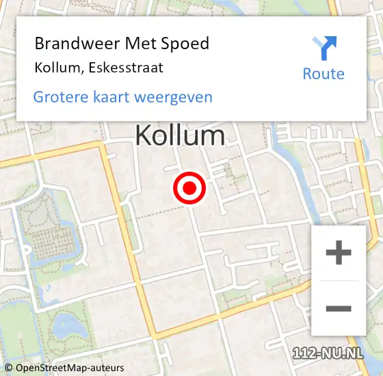 Locatie op kaart van de 112 melding: Brandweer Met Spoed Naar Kollum, Eskesstraat op 4 december 2024 09:14