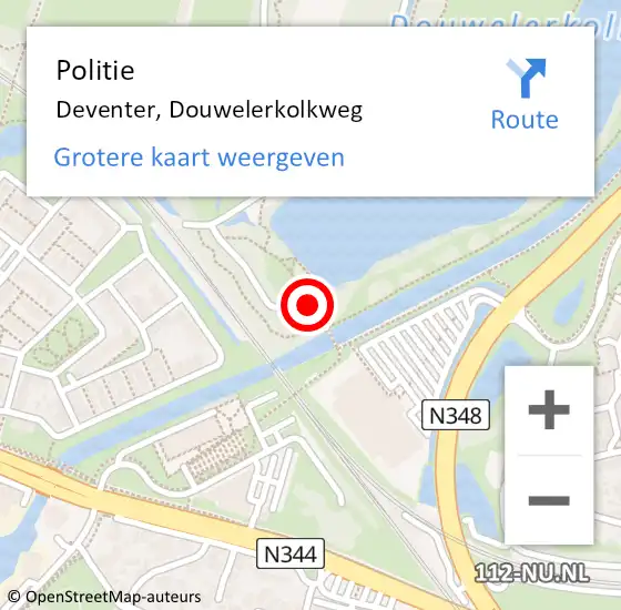 Locatie op kaart van de 112 melding: Politie Deventer, Douwelerkolkweg op 4 december 2024 09:36