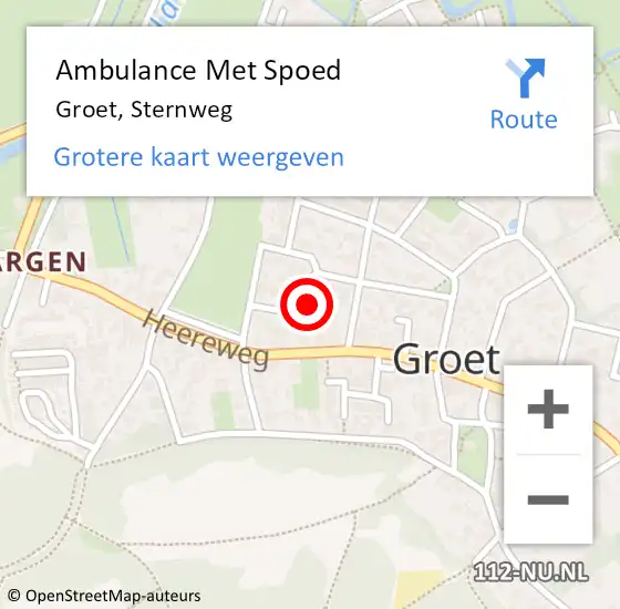 Locatie op kaart van de 112 melding: Ambulance Met Spoed Naar Groet, Sternweg op 4 december 2024 09:42