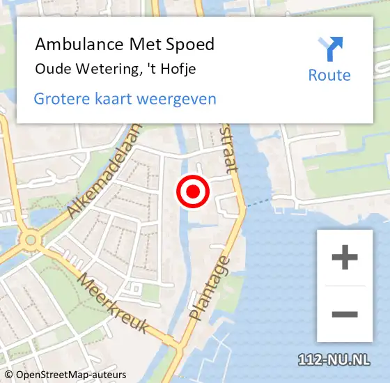 Locatie op kaart van de 112 melding: Ambulance Met Spoed Naar Oude Wetering, 't Hofje op 4 december 2024 09:58