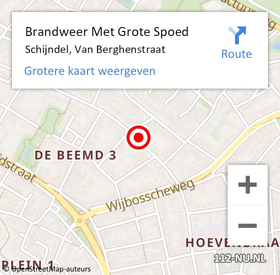 Locatie op kaart van de 112 melding: Brandweer Met Grote Spoed Naar Schijndel, Van Berghenstraat op 4 december 2024 10:11