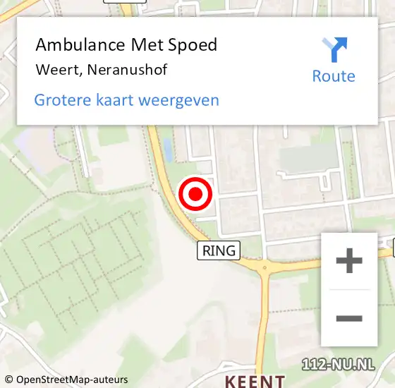 Locatie op kaart van de 112 melding: Ambulance Met Spoed Naar Weert, Neranushof op 4 december 2024 10:17