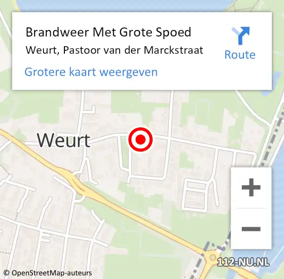 Locatie op kaart van de 112 melding: Brandweer Met Grote Spoed Naar Weurt, Pastoor van der Marckstraat op 4 december 2024 10:22