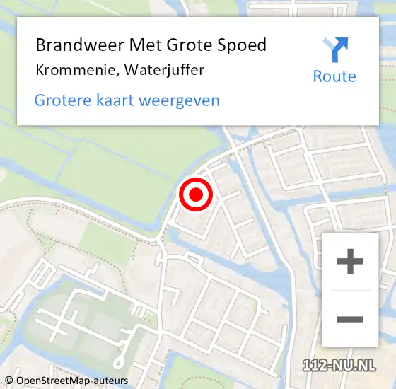 Locatie op kaart van de 112 melding: Brandweer Met Grote Spoed Naar Krommenie, Waterjuffer op 4 december 2024 10:27