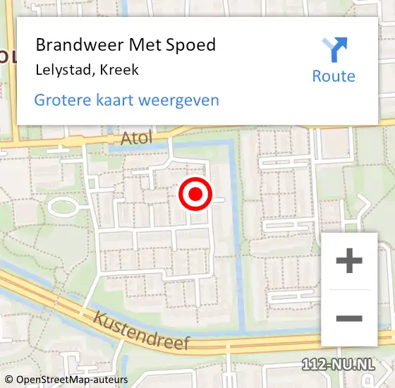 Locatie op kaart van de 112 melding: Brandweer Met Spoed Naar Lelystad, Kreek op 4 december 2024 10:30