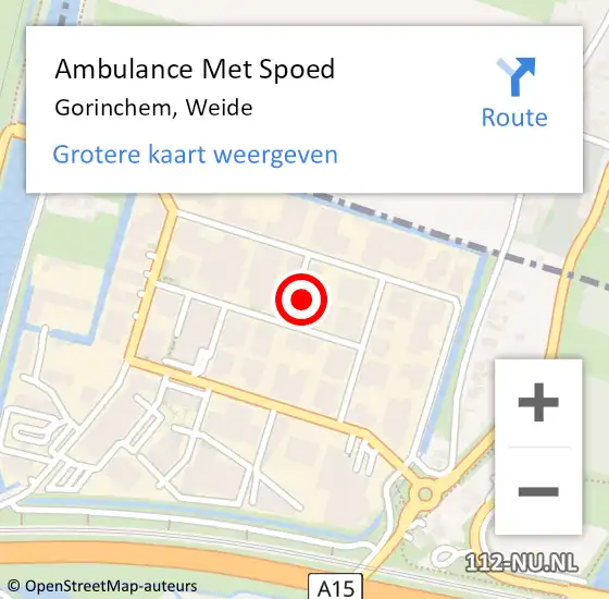 Locatie op kaart van de 112 melding: Ambulance Met Spoed Naar Gorinchem, Weide op 4 december 2024 10:32