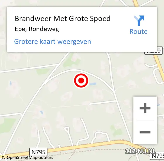 Locatie op kaart van de 112 melding: Brandweer Met Grote Spoed Naar Epe, Rondeweg op 4 december 2024 10:38