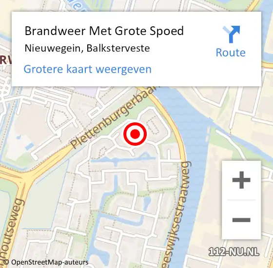 Locatie op kaart van de 112 melding: Brandweer Met Grote Spoed Naar Nieuwegein, Balksterveste op 4 december 2024 10:41