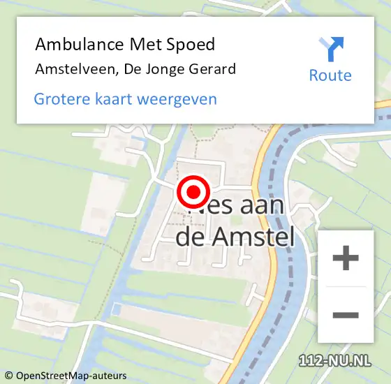 Locatie op kaart van de 112 melding: Ambulance Met Spoed Naar Amstelveen, De Jonge Gerard op 4 december 2024 10:58