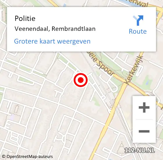 Locatie op kaart van de 112 melding: Politie Veenendaal, Rembrandtlaan op 4 december 2024 11:32