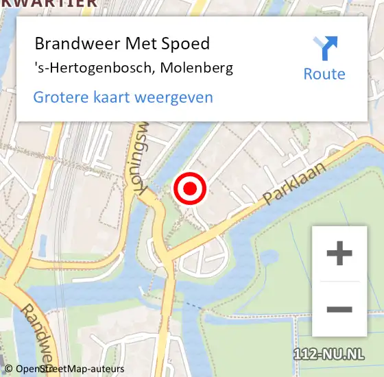 Locatie op kaart van de 112 melding: Brandweer Met Spoed Naar 's-Hertogenbosch, Molenberg op 4 december 2024 11:44