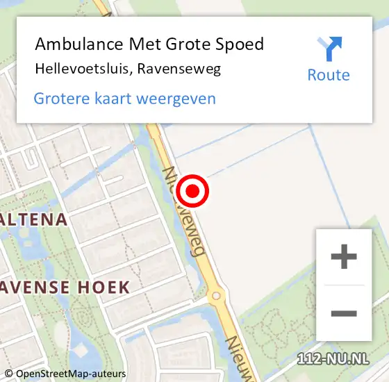 Locatie op kaart van de 112 melding: Ambulance Met Grote Spoed Naar Hellevoetsluis, Ravenseweg op 4 december 2024 11:48