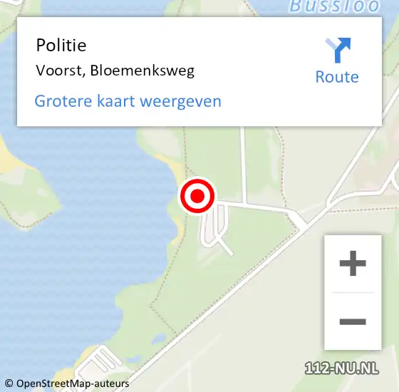 Locatie op kaart van de 112 melding: Politie Voorst, Bloemenksweg op 4 december 2024 11:58