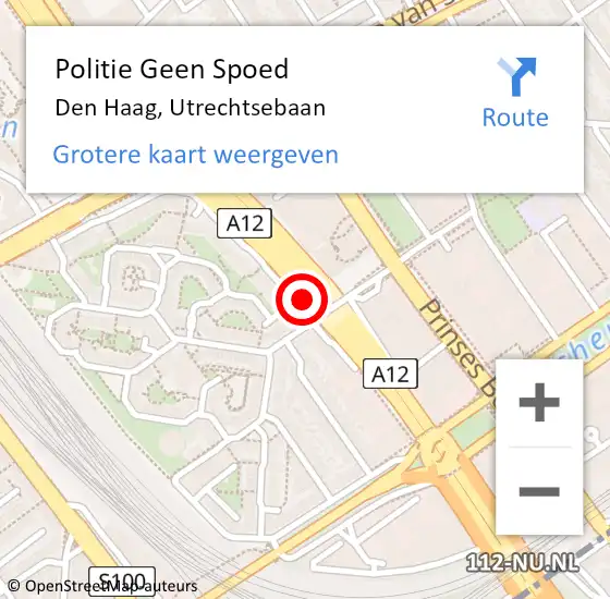 Locatie op kaart van de 112 melding: Politie Geen Spoed Naar Den Haag, Utrechtsebaan op 4 december 2024 12:01