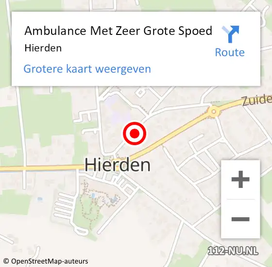 Locatie op kaart van de 112 melding: Ambulance Met Zeer Grote Spoed Naar Hierden op 4 december 2024 12:25