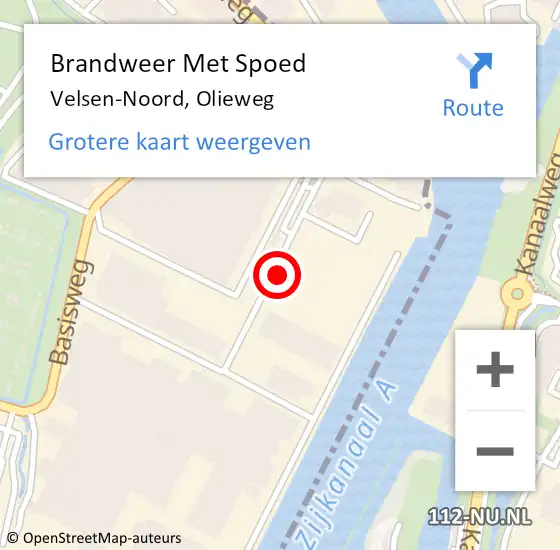 Locatie op kaart van de 112 melding: Brandweer Met Spoed Naar Velsen-Noord, Olieweg op 4 december 2024 12:26