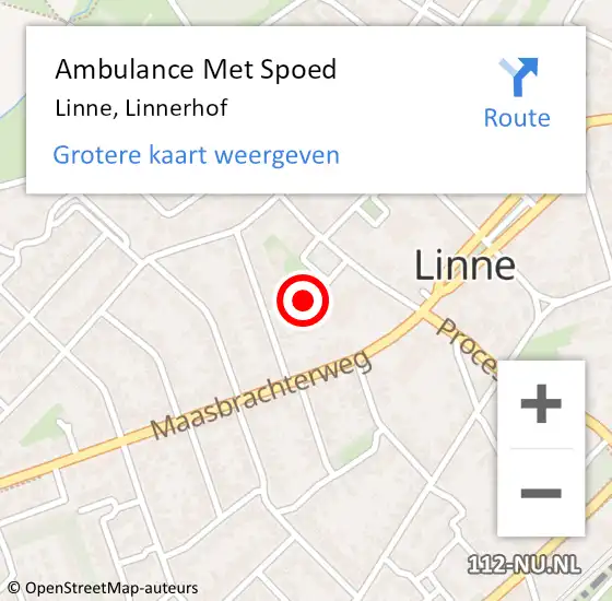 Locatie op kaart van de 112 melding: Ambulance Met Spoed Naar Linne, Linnerhof op 4 december 2024 12:41