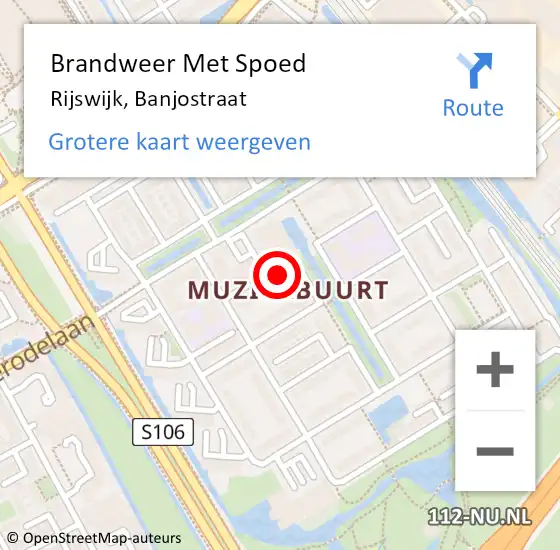 Locatie op kaart van de 112 melding: Brandweer Met Spoed Naar Rijswijk, Banjostraat op 4 december 2024 12:50