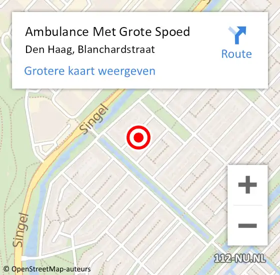 Locatie op kaart van de 112 melding: Ambulance Met Grote Spoed Naar Den Haag, Blanchardstraat op 4 december 2024 12:52