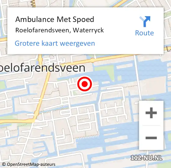 Locatie op kaart van de 112 melding: Ambulance Met Spoed Naar Roelofarendsveen, Waterryck op 4 december 2024 12:56