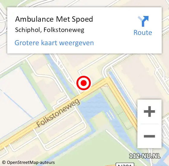 Locatie op kaart van de 112 melding: Ambulance Met Spoed Naar Schiphol, Folkstoneweg op 4 december 2024 13:13