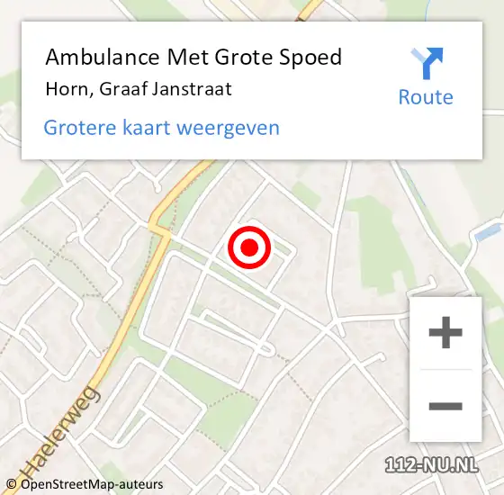 Locatie op kaart van de 112 melding: Ambulance Met Grote Spoed Naar Horn, Graaf Janstraat op 4 december 2024 13:15