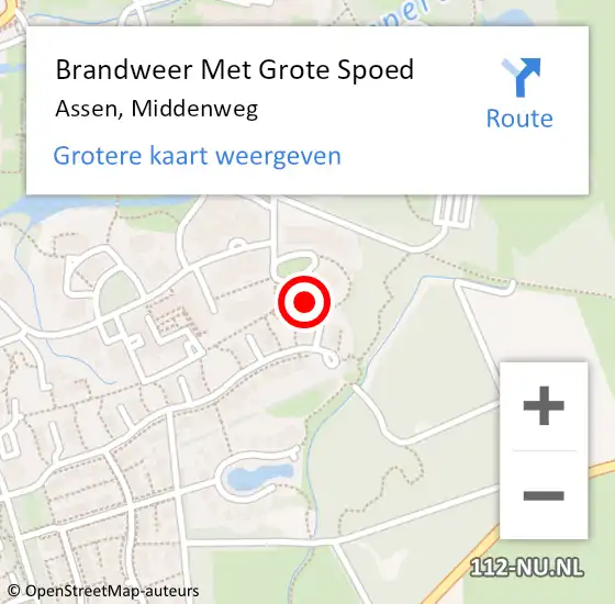 Locatie op kaart van de 112 melding: Brandweer Met Grote Spoed Naar Assen, Middenweg op 4 december 2024 13:15