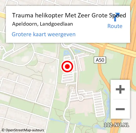 Locatie op kaart van de 112 melding: Trauma helikopter Met Zeer Grote Spoed Naar Apeldoorn, Landgoedlaan op 4 december 2024 13:20