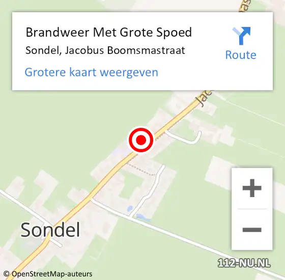 Locatie op kaart van de 112 melding: Brandweer Met Grote Spoed Naar Sondel, Jacobus Boomsmastraat op 4 december 2024 13:33