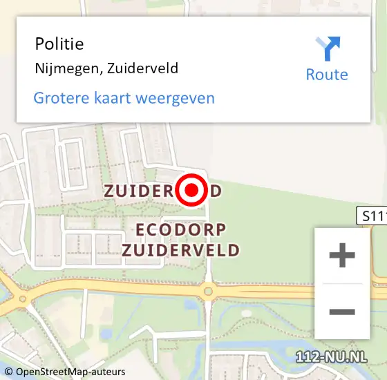 Locatie op kaart van de 112 melding: Politie Nijmegen, Zuiderveld op 4 december 2024 13:57