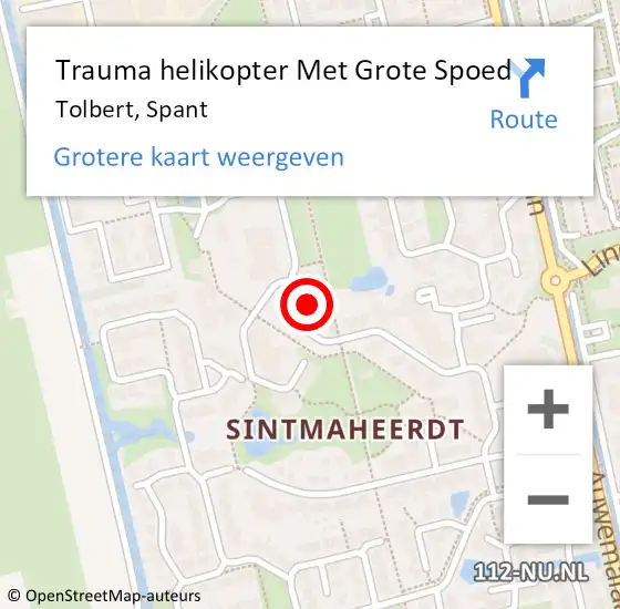 Locatie op kaart van de 112 melding: Trauma helikopter Met Grote Spoed Naar Tolbert, Spant op 4 december 2024 14:18