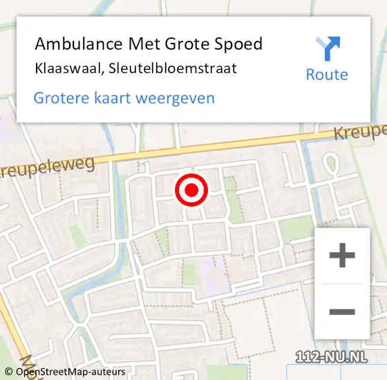 Locatie op kaart van de 112 melding: Ambulance Met Grote Spoed Naar Klaaswaal, Sleutelbloemstraat op 4 december 2024 14:24