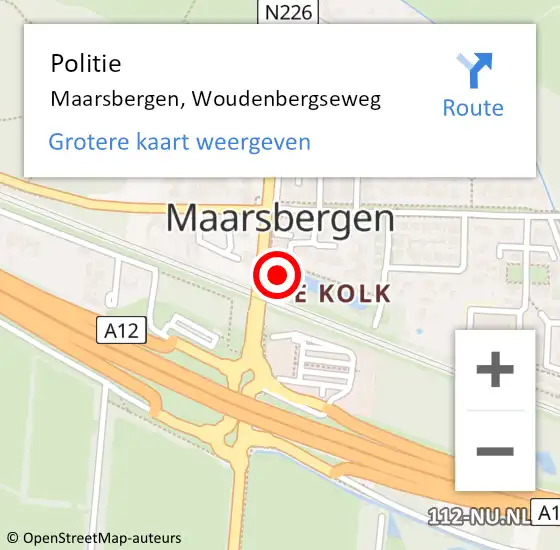 Locatie op kaart van de 112 melding: Politie Maarsbergen, Woudenbergseweg op 4 december 2024 14:31