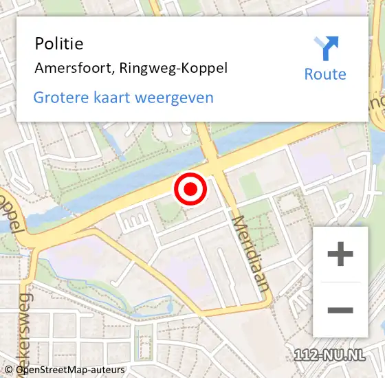 Locatie op kaart van de 112 melding: Politie Amersfoort, Ringweg-Koppel op 4 december 2024 14:37