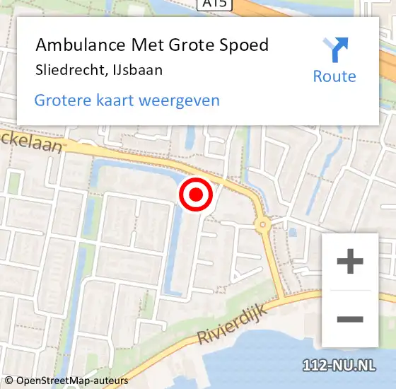 Locatie op kaart van de 112 melding: Ambulance Met Grote Spoed Naar Sliedrecht, IJsbaan op 4 december 2024 14:48