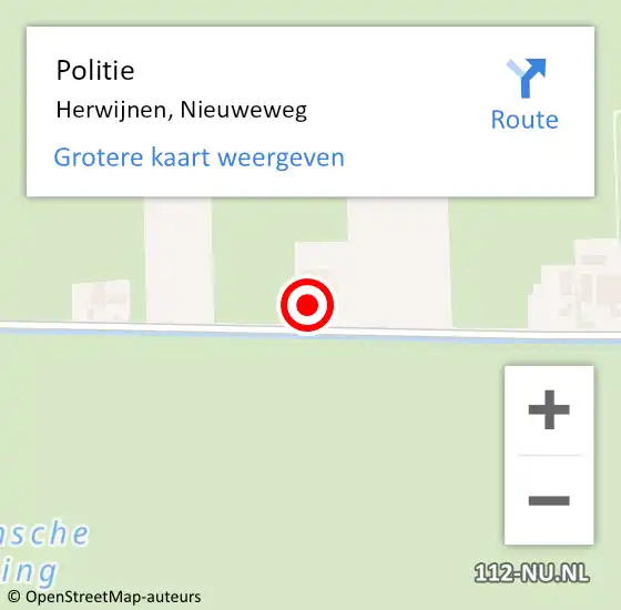 Locatie op kaart van de 112 melding: Politie Herwijnen, Nieuweweg op 4 december 2024 14:51