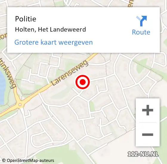 Locatie op kaart van de 112 melding: Politie Holten, Het Landeweerd op 4 december 2024 14:52