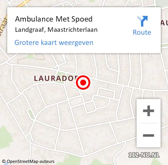 Locatie op kaart van de 112 melding: Ambulance Met Spoed Naar Landgraaf, Maastrichterlaan op 29 oktober 2014 09:48