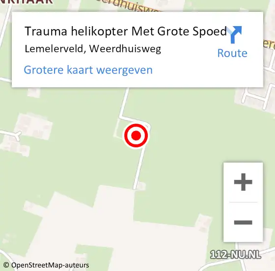 Locatie op kaart van de 112 melding: Trauma helikopter Met Grote Spoed Naar Lemelerveld, Weerdhuisweg op 4 december 2024 15:14