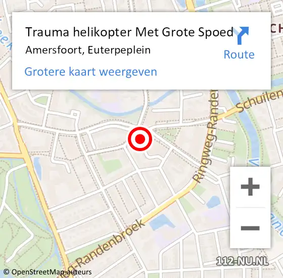 Locatie op kaart van de 112 melding: Trauma helikopter Met Grote Spoed Naar Amersfoort, Euterpeplein op 4 december 2024 15:15