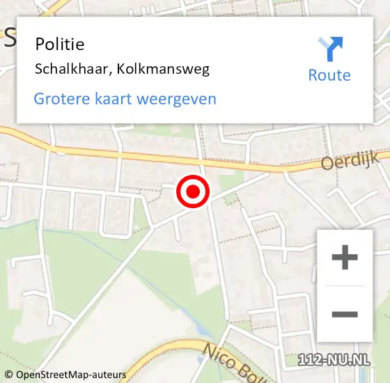 Locatie op kaart van de 112 melding: Politie Schalkhaar, Kolkmansweg op 4 december 2024 15:21