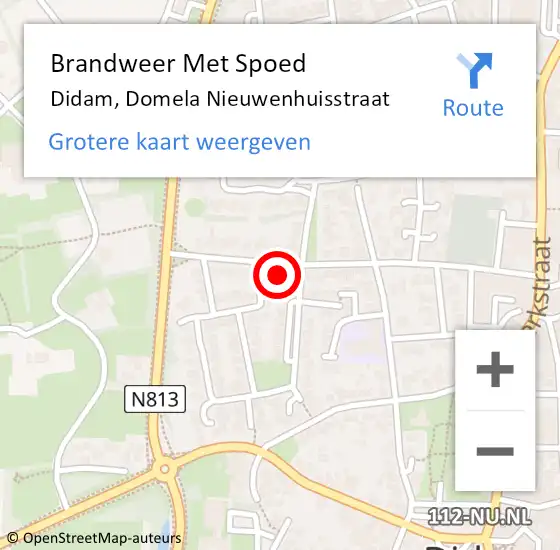 Locatie op kaart van de 112 melding: Brandweer Met Spoed Naar Didam, Domela Nieuwenhuisstraat op 4 december 2024 16:46